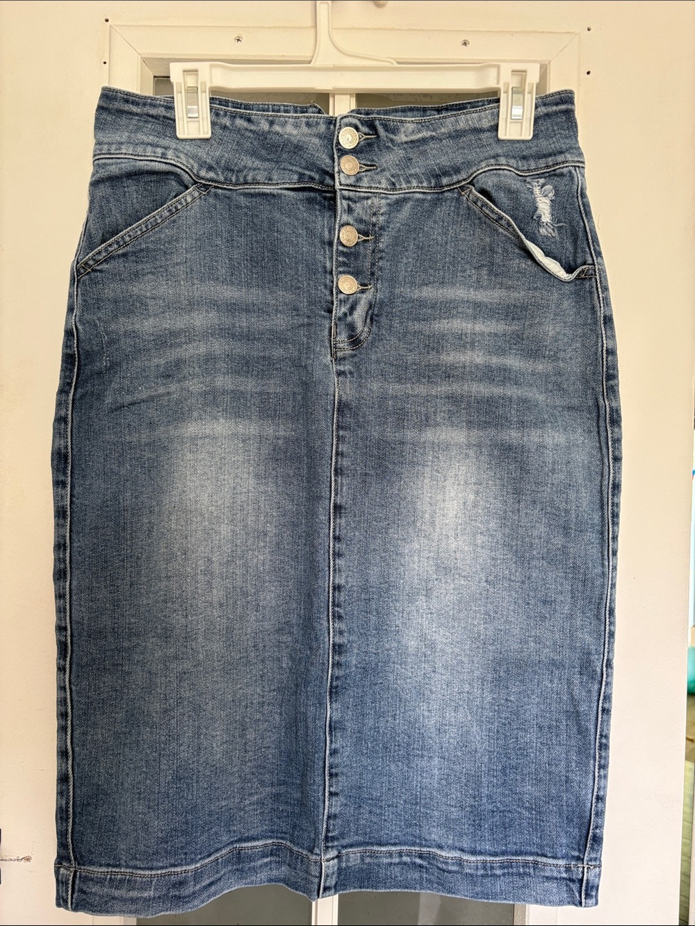 Classic Light Blue Straight Leg Women's Jeans Skirt